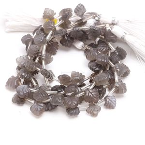 Cuentas de Piedra Lunar Gris Natural en Forma de Hoja Talladas a Mano, 10x11MM, Cuentas Sueltas de Piedra Lunar de 8 Pulgadas para Fabricación de Joyas al por Mayor - Product Image 6