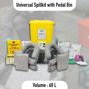 Kit Universal para Derrames de 60L con Contenedor de Pedal – Kit de Respuesta a Derrames de Productos Químicos Peligrosos Industriales, Proveedor de Kits de Control de Derrames Absorbentes - Product Image 2