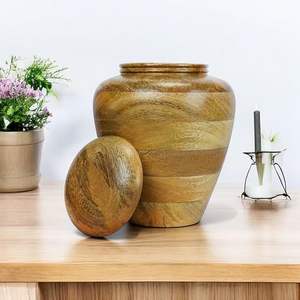 Urna funeraria de madera premium con tapa de rosca segura, acabado pulido, contenedor duradero para recuerdos, almacenamiento seguro de cenizas humanas - Product Image 6