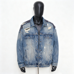 Wholesale Clothing Manufacturer Men's Autumn Plaid Jackets Custom Solid Color <b>Jeans</b> High Quality Casual Blank Outwear 100% - Product Image 3