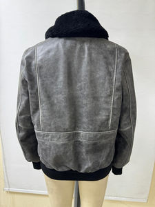 Veste en cuir et toile marron pour homme, style B3 Bomber RAF, col montant, logo sur le devant, respirante, écologique, hiver - Product Image 6