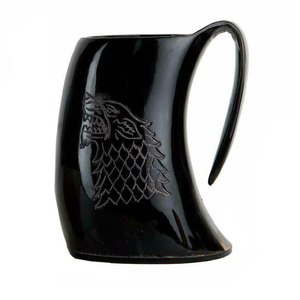 Jarra de cerveza artesanal de cuerno de búfalo rústico para bebidas al estilo vikingo y para servir en mesas de fiesta. - Product Image 1