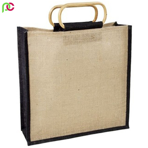 Bolsa de yute ecológica con logotipo de impresión personalizada, bolsa de compras de yute plegable, reciclable, Natural, venta al por mayor - Product Image 6