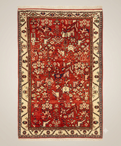 Alfombra Bakhtiar elegante de primera calidad, roja con diseño floral, anudada a mano, hecha de lana natural y algodón, rectangular, para decoración del hogar y la oficina. - Product Image 1
