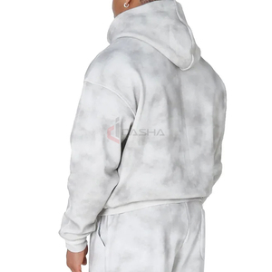 Sweat à capuche zippé personnalisé pour homme, 100% coton, grammage lourd, épaules tombantes, en molleton bouclette, écologique, avec logo personnalisé - Product Image 6