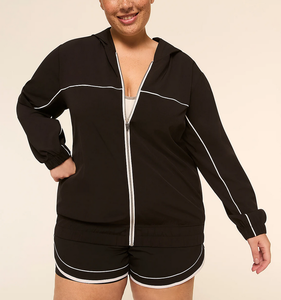 Conjuntos Deportivos de Poliéster y Algodón de Secado Rápido, Venta Especial, OEM, Conjuntos Deportivos para Mujer con Logotipo Personalizado, Conjunto de 2 Piezas, Sudadera con Capucha y Pantalones Cortos - Product Image 2