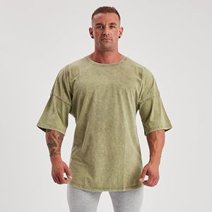 T-shirts décontractés coupe classique unis, effet délavé vintage, 220 grammes, en Spandex/Polyester, séchage rapide, coupe ample et épaisse, vente en gros - Product Image 6