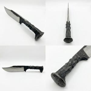 Couteau utilitaire à lame fixe en acier à haute teneur en carbone forgé à la main avec manche sculpté – Options DIY et OEM - Product Image 2