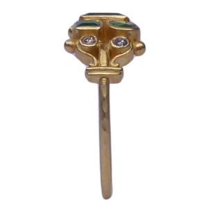 Gemvanity R987 Anillo Unisex de Boda Chapado en Oro de 14K con Esmeralda de Corte Brillante y Diamantes, Diseño Clásico Cristiano de Lujo con Engaste de Canal - Product Image 2
