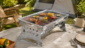 OEM/ODM Ho Chi Minh City Portable <b>Foldable</b> Metal <b>BBQ</b> Grill for Wood & Charcoal-Outdoor Camping Picnic Party & Travel EPDGFC002 - Product Image 3