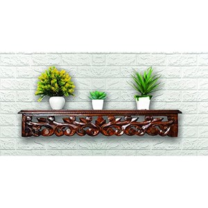 Estante de Pared Tallado Tradicional de Madera de Mango |   Estante Flotante Decorativo con Funciones de Almacenamiento para Sala de Estar, Venta al por Mayor - Product Image 3