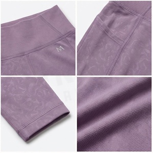 Leggings de yoga taille haute pleine longueur avec poches, violet uni, en Spandex et Polyester, sans couture, extensibles dans les quatre sens, vêtements de sport pour femmes - Product Image 5