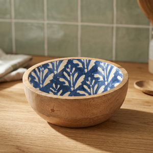 Multipurpose <b>Blue</b> Enamel Serving <b>Bowl</b> in large wooden salad <b>bowl</b> for Home Decoration in Round shape - Product Image 1
