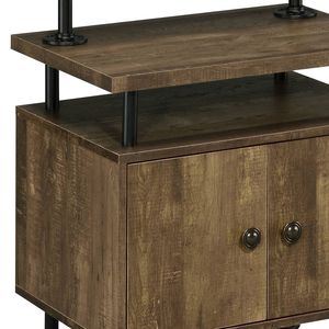 Roble rústico y muelle lateral negro con estantes abiertos para TV - Product Image 4