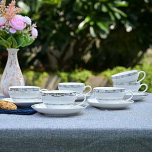 Juego de Tazas de Té Auric Ethereal, Vajilla de Porcelana Fina de Primera Calidad, Juego de 6 Piezas - Product Image 6