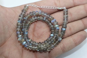 ร้านขายอัญมณีอินเดียสำหรับผู้หญิง สร้อยคอหินลาบราดอไรต์ธรรมชาติทรงกลมเรียบ ขนาด 6.5 มม. ความยาว 16 นิ้ว รูขนาด 0.40 มม. สำหรับทำเครื่องประดับ - Product Image 2