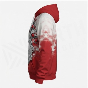 Sweat-shirt élégant de Noël pour homme, imprimé rouge et blanc, décontracté, hiver, avec poche avant, coupe classique, en polyester tricoté - Product Image 3