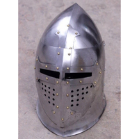Casque T-Face artisanal en acier inoxydable poli et argenté, armure médiévale pour foires Renaissance et reconstitutions historiques