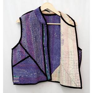 Chaleco Kantha de Algodón Tejido con Estampado Vintage Hecho a Mano para Mujer, Chaqueta Corta Acolchada de Otoño, Ecológica - Product Image 3