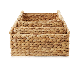 Plateau de rangement vintage écologique en jacinthe d'eau, plateau à fruits rustique avec poignée, articles de cuisine en gros du Vietnam - Product Image 5