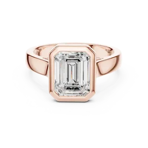 Bague solitaire en diamant de laboratoire taille émeraude 2 carats 9x7mm, sertissage clos, tige conique fendue, bijoux de fiançailles modernes - Product Image 1