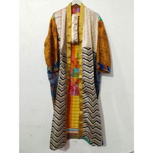 Kimono Maxi de Seda Reciclada Vintage, Vestido Tipo Bata para Mujer, Elegante, con Parches, Cuello en V, Cordón Ajustable, Transpirable, de Secado Rápido, para Verano - Product Image 6