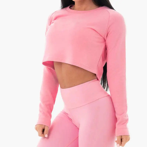 <b>women</b> cropped sweatshirt cotton long sleeve casual <b>top</b> ladies crop sweatshirt <b>fleece</b> soft casual wear <b>women</b> short - Product Image 5