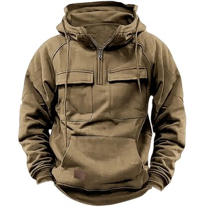 Sweat-shirt à capuche pour homme noir avec empiècements de poche bleu clair, coupe classique, décontracté, pour l'automne, 100 % polyester French Terry 2027 - Product Image 4