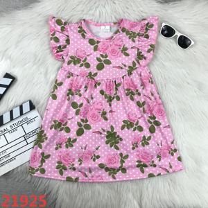 RTS可爱印花珍珠蝴蝶结女童牛奶丝休闲透气短袖Midi连衣裙儿童套装ODM风格精品 - Product Image 3