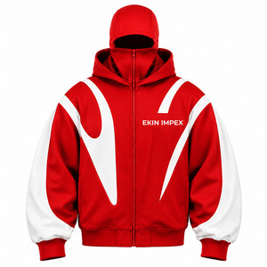 Sweat à capuche zippé en coton 100% premium |   Veste à capuche streetwear avec masque facial intégré |   Vêtements d'extérieur unisexes à la mode avec masque intégré - Product Image 1