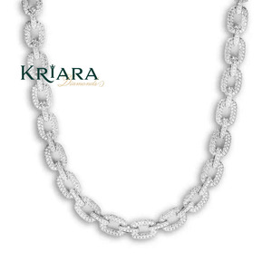 Collar de Cadena con Eslabones de Moissanita, Oro Sólido de 18K, Chapado en Rodio S925, Lujoso, para Compromiso, Estilo Hip Hop, Uso Diario, Unisex - Product Image 2