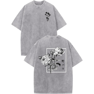 T-shirt Homme Oversize Imprimé Rose Manches Courtes Col Rond Décontracté Streetwear 100% Coton Jersey Respirant Motif Floral - Product Image 2
