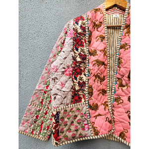 Indian Cotton New style Woven Long Sleeve <b>Patchwork</b> Quilted <b>Jacket</b> Handmade Lightweight & Warm for Autumn/Winter gift for her - Product Image 2