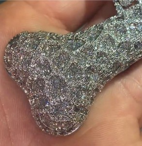Collier Pendentif Os de Chien Élégant en Argent 925 et Or 14K de Haute Qualité avec Diamant Moissanite pour Enfants, Idéal au Quotidien - Product Image 2