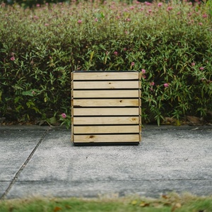 <b>Square</b> <b>Wooden</b> <b>Planter</b> Box with Powder-Coated Steel Frame Modern Design for Indoor/Outdoor Garden Use Natural Color Removable PP - Product Image 3