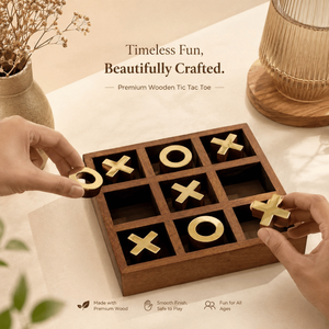 Plateau Tic Tac Toe |   Jeu de société en bois de mangue de qualité supérieure |   Jeu de société familial de luxe XOXO, décoration d'intérieur, coffret cadeau, fait main, décoratif - Product Image 4