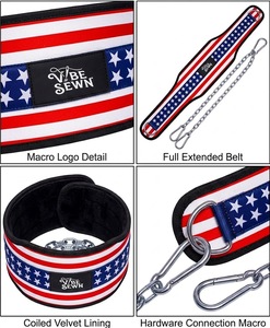 Vibe Sewn American Flag Weightlifting <b>Belt</b> Adjustable Waist Support <b>with</b> <b>Chain</b> for Strength Training for gym use - Product Image 3