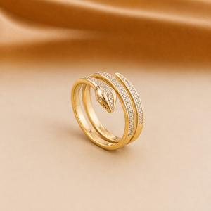 Unisex 18K Plated Yellow Gold Moissanite Snake <b>Ring</b> Round Shape Diamond Double Hoop <b>Adjustable</b> Luxury Jewelry - Product Image 5