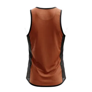AMKOOR ENTERPRISES Débardeur de sport respirant en polyester/coton et gilet en mesh pour homme - Marron Cuivre et Noir pour l'entraînement - Product Image 2