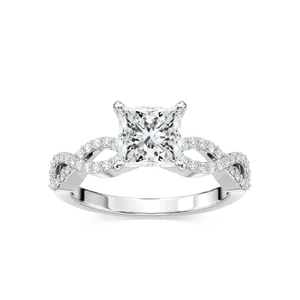 Anillo de compromiso con diamante de talla princesa de un quilate y piedras laterales, elegante y clásico, joyería para mujer, artesanía fina y atemporal. - Product Image 3