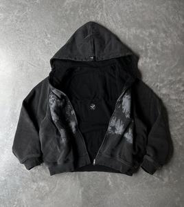 Oversized <b>Black</b> Zip-Up Hoodie <b>Men</b> <b>Tie</b>-Dye Fleece 100% Cotton Pocket Regular Sleeve Winter Casual Streetwear - Product Image 1