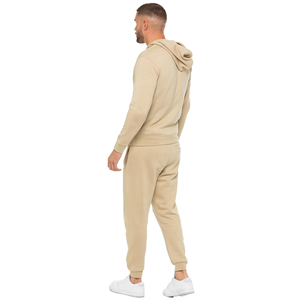 Survêtement beige à capuche pour homme, en coton, longueur intégrale, décontracté, avec poches latérales et taille élastique - Product Image 2