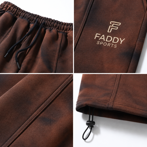 Pantalon de jogging molletonné épais délavé à l'acide pour homme, avec logo personnalisé, marron vintage, coupe large et ample, style streetwear, surdimensionné 2026 - Product Image 5