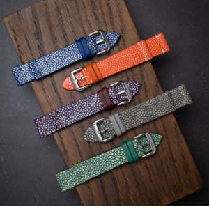 Correa de Reloj de Cuero de Mantarraya con Textura Granulada de Primera Selección, Multicolor, Acepta Logotipo Personalizado, Tamaño y Longitud, Reloj de Lujo - Product Image 2