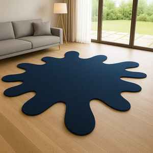 Alfombra Moderna Hecha a Mano de Lana, Alfombra de Lujo con Mechones Hechos a Mano en Color Marfil con Forma Orgánica Irregular, Lavable - Product Image 2