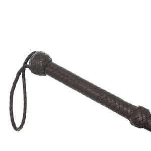 Fouet en caoutchouc noir et acier inoxydable avec cordon rouge et poignée texturée pour l'entraînement équestre - Product Image 4
