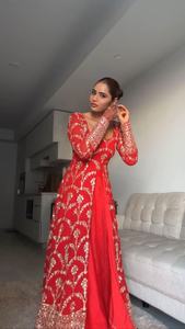 Ensemble 3 pièces pour femmes de designer indien, Kurti moderne à volants, pantalon, dupatta, long salwar kameez, tenue ethnique pour fête festive, vêtements pakistanais Foux - Product Image 2