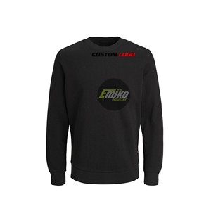 Sudadera Negra de Cuello Redondo para Hombre, con Logotipo Personalizado, Corte Regular, Manga Larga, Informal, de Alta Calidad - Product Image 1