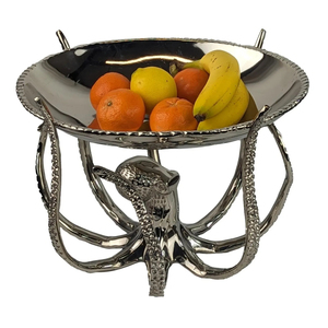Exclusive Aluminum Serving <b>Tray</b> With Octopus Stand Round Shape <b>Tray</b> Modern <b>Raw</b> Metal Style Food Servers <b>Trays</b> and Platter Supply - Product Image 1