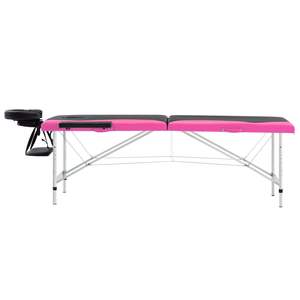 Mesa de Masaje Plegable de Aluminio de 2 Zonas en Color Negro y Rosa - Product Image 3